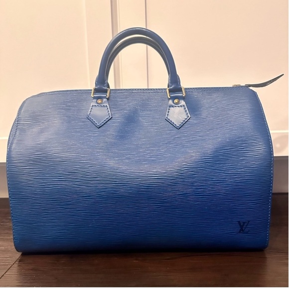Louis Vuitton Epi 35 Speedy leather  Blue Tote - Picture 11 of 12